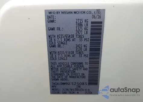 2016 Infiniti Qx60 z USA, uszkodzony, nr VIN 5N1AL0MM9GC525085